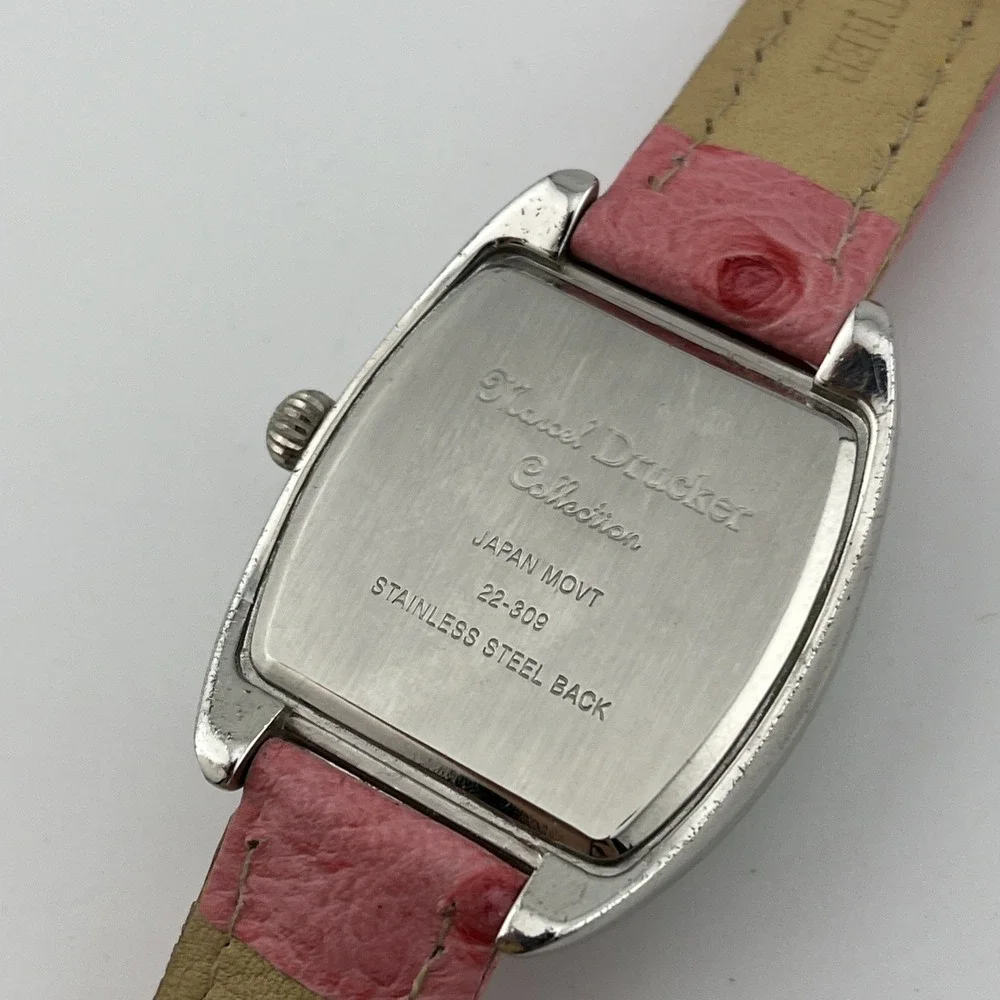 Marcel Drucker Collection Watch 32mm Case Pink MOP Dial Leather Band New Battery